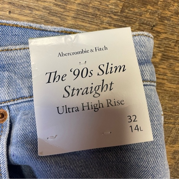NEW Abercrombie & Fitch ‘90s Slim Straight Ultra High Rise Jeans Womens 32/14L - Picture 3 of 11